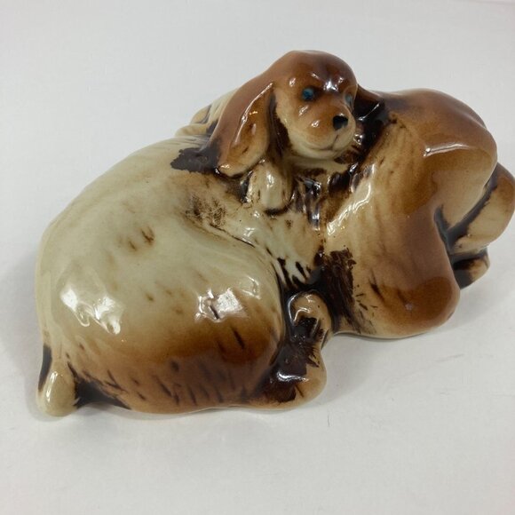Ceramic Porcelain Momma Dog Pup Cocker Spaniel Brown 4 x 5.5 - Picture 6 of 8